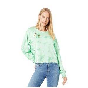 Wildfox Plasma World Tour Tie-Dye Distressed Sweatshirt